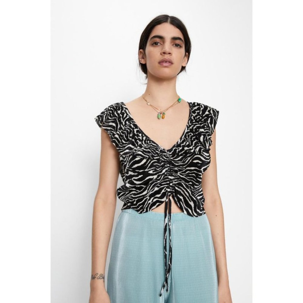 NWT Zara women's S pleated ruffled top sleeveless